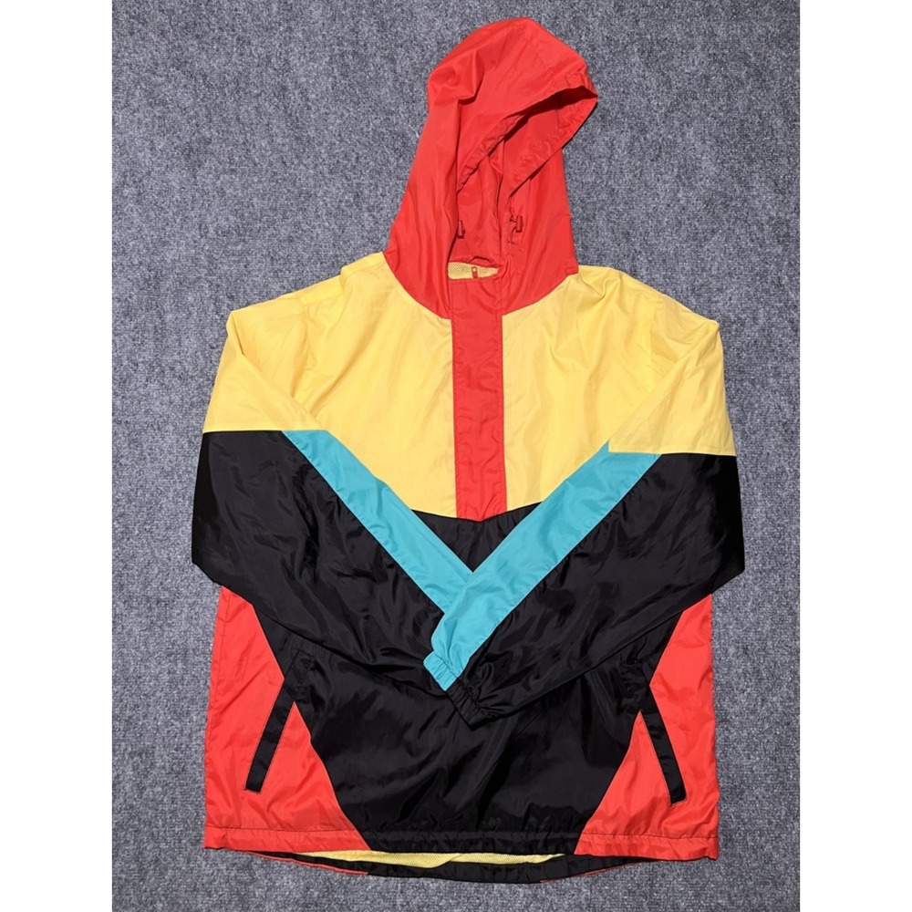 Bleeker And Mercer Colorblock Pastel Windbreaker Hooded‎ 1/2 Zip Men XL